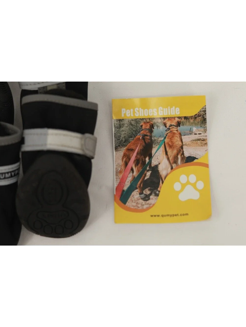Qumy Pet Waterproof Rain Winter Snow Shoes Reflective Strip Side Zip Sz 5 Black